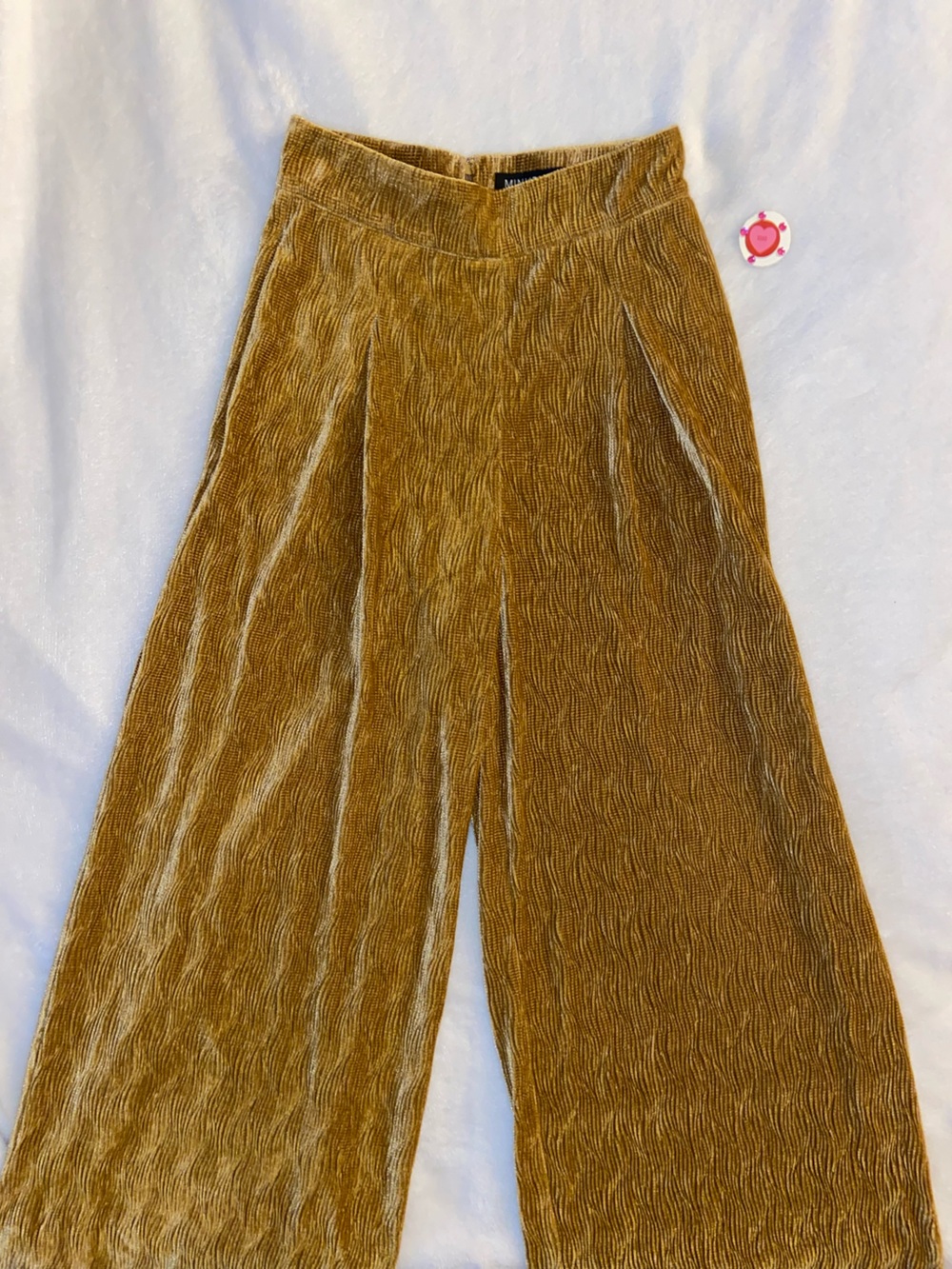 MINKPINK Gold Crushed Velvet Wide Leg Pants